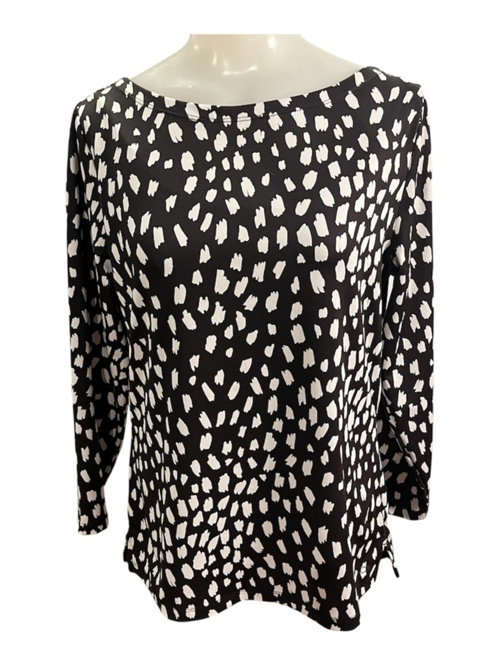 Vineyard Vines Black & White 3/4 Sleeve Boatneck Printed Top size S